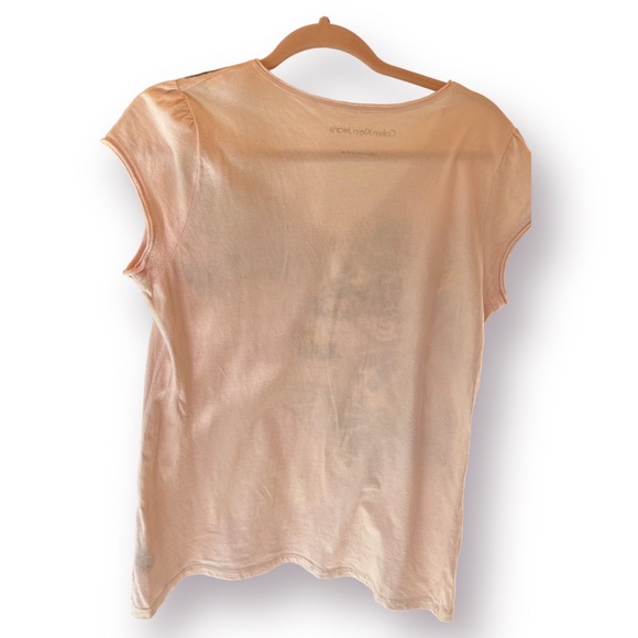 Calvin Klein Top Pink Butterfly Paisley Short Sleeve Casual Chic Style Large - Picture 7 of 8